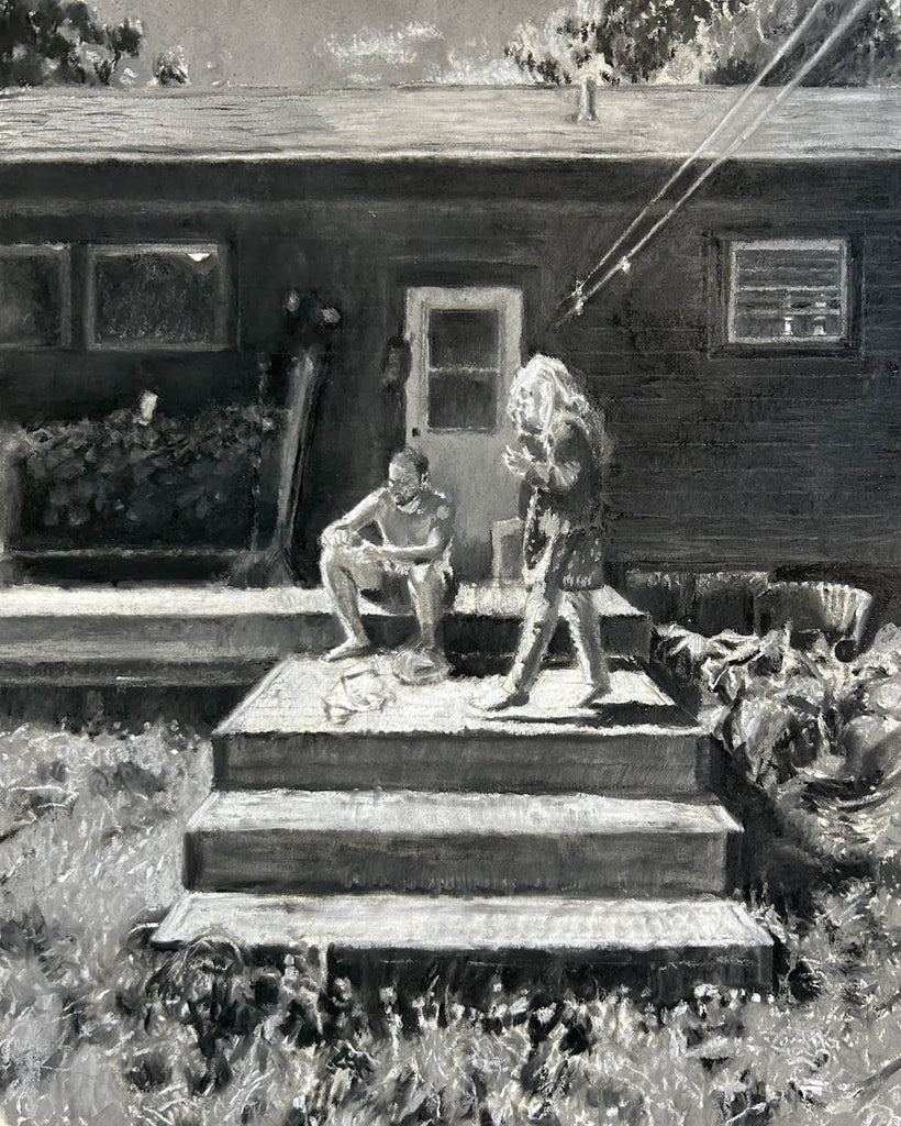 Stephanie Weirathmueller artwork 'Back Deck, Frankie and Ian' at Gallery78 Fredericton, New Brunswick