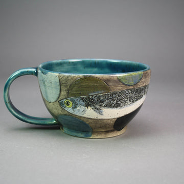 Marla Benton artwork 'Mackerel Design: Cappuccino Mug' at Gallery78 Fredericton, New Brunswick