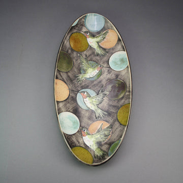 Marla Benton artwork 'Hummingbird Design: Long Skinny Platter' at Gallery78 Fredericton, New Brunswick