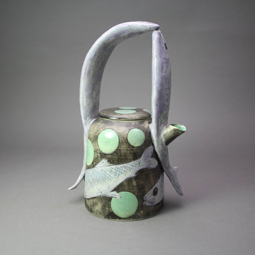 Marla Benton artwork 'Sculptural Teapot with Large Fish' at Gallery78 Fredericton, New Brunswick