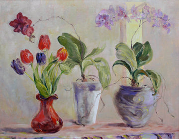 Peggy Smith artwork 'Tulips & Orchids' at Gallery78 Fredericton, New Brunswick