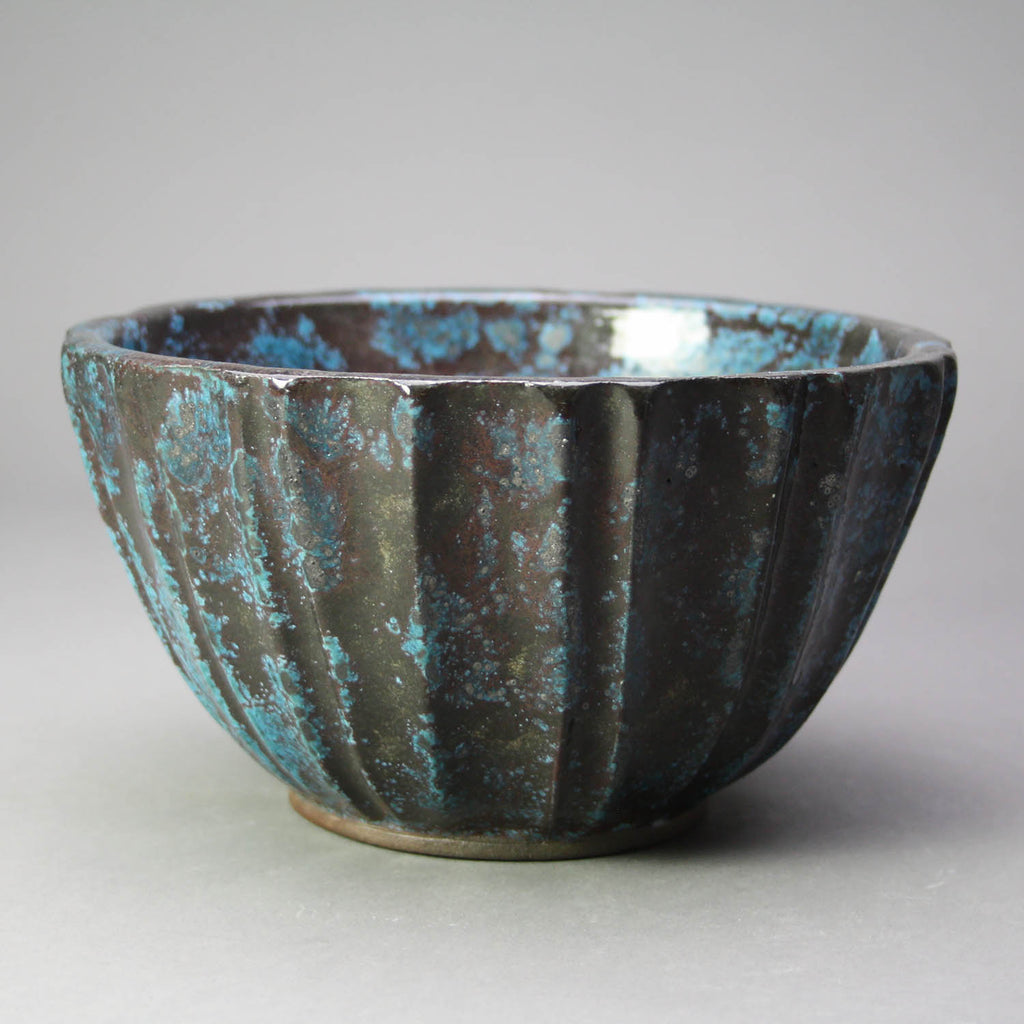 Deichmann Pottery artwork 'Dark Blue Bowl with Ridges' at Gallery78 Fredericton, New Brunswick