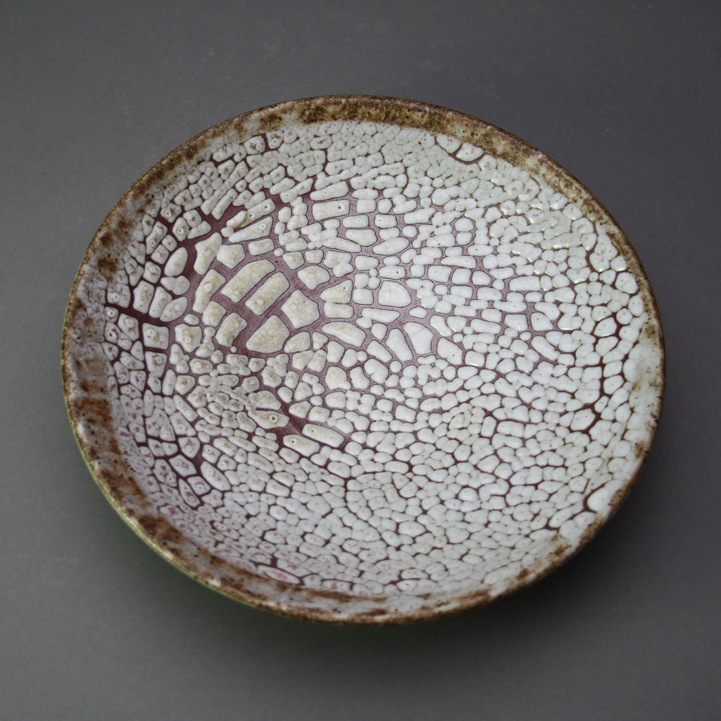 Deichmann Pottery artwork 'Snow on the Mountain Bowl, Shallow' at Gallery78 Fredericton, New Brunswick