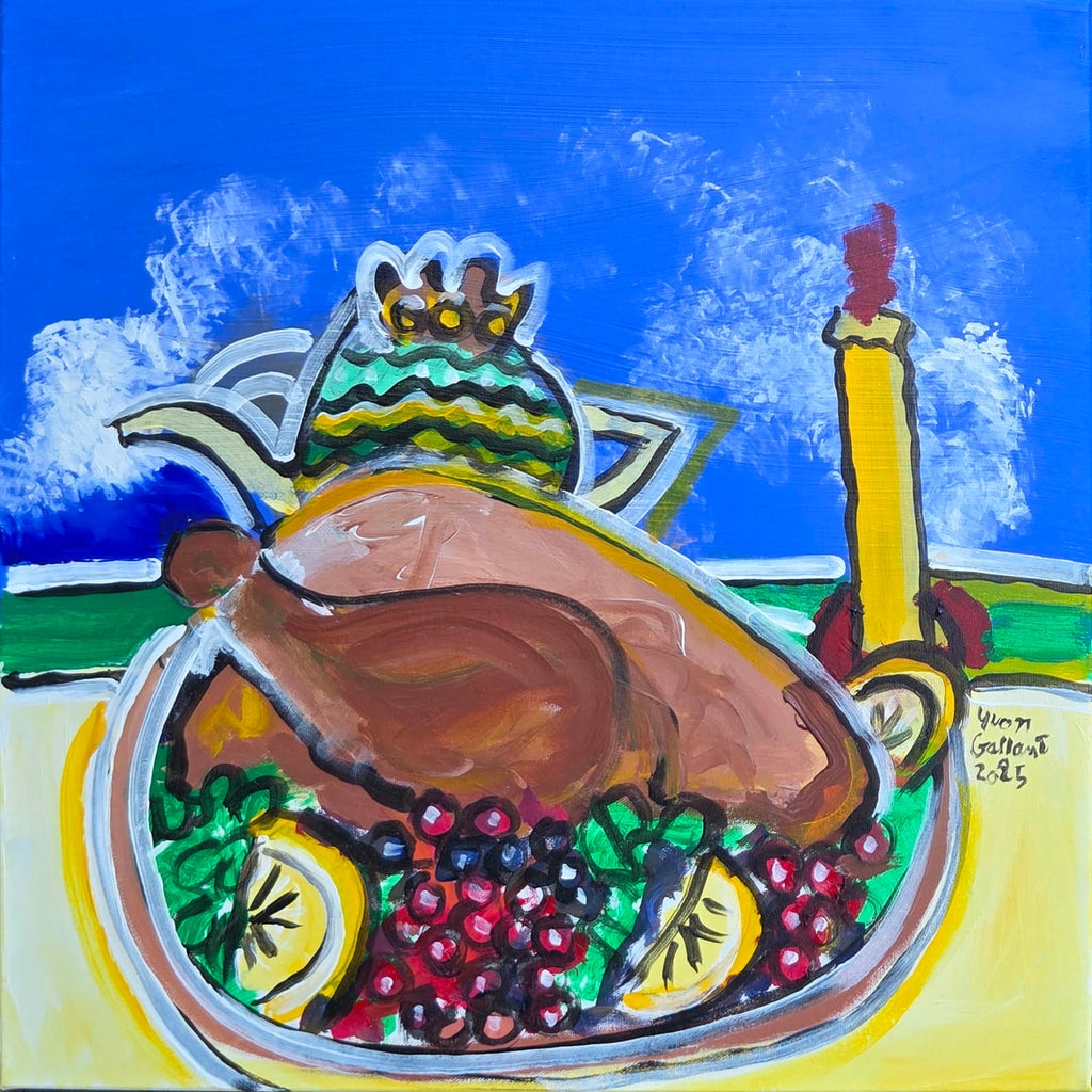 Yvon Gallant artwork 'Ce que j'aime manger: dinde de Noël' at Gallery78 Fredericton, New Brunswick
