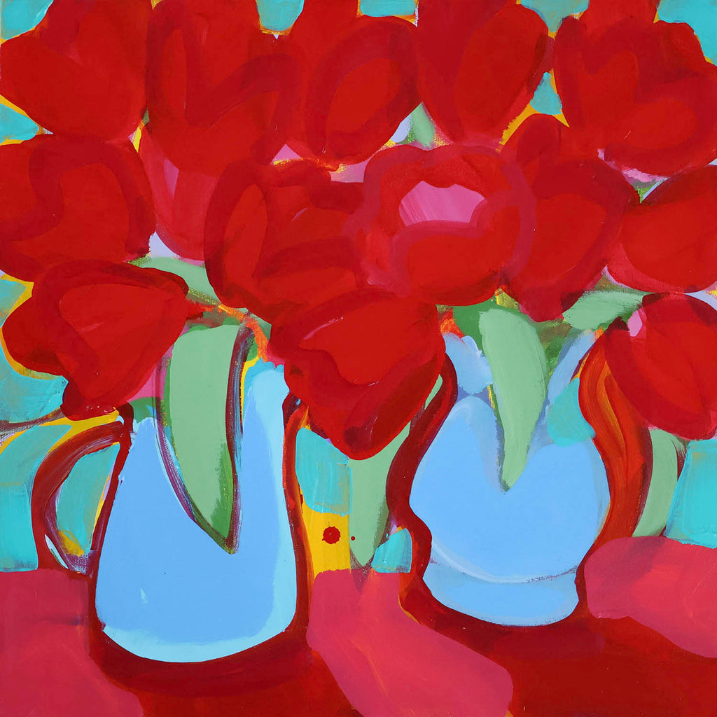 Alexandrya Eaton artwork 'Double Red Tulips' at Gallery78 Fredericton, New Brunswick