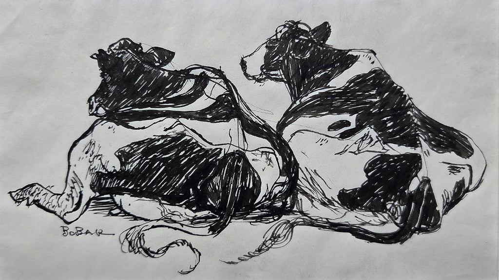 Bruno Bobak artwork 'Cows' at Gallery78 Fredericton, New Brunswick