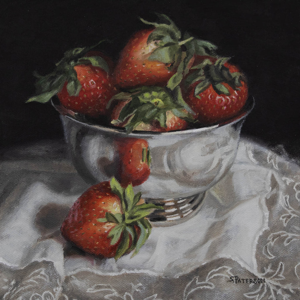 Susan Paterson artwork 'Strawberries in Silver Dish' at Gallery78 Fredericton, New Brunswick