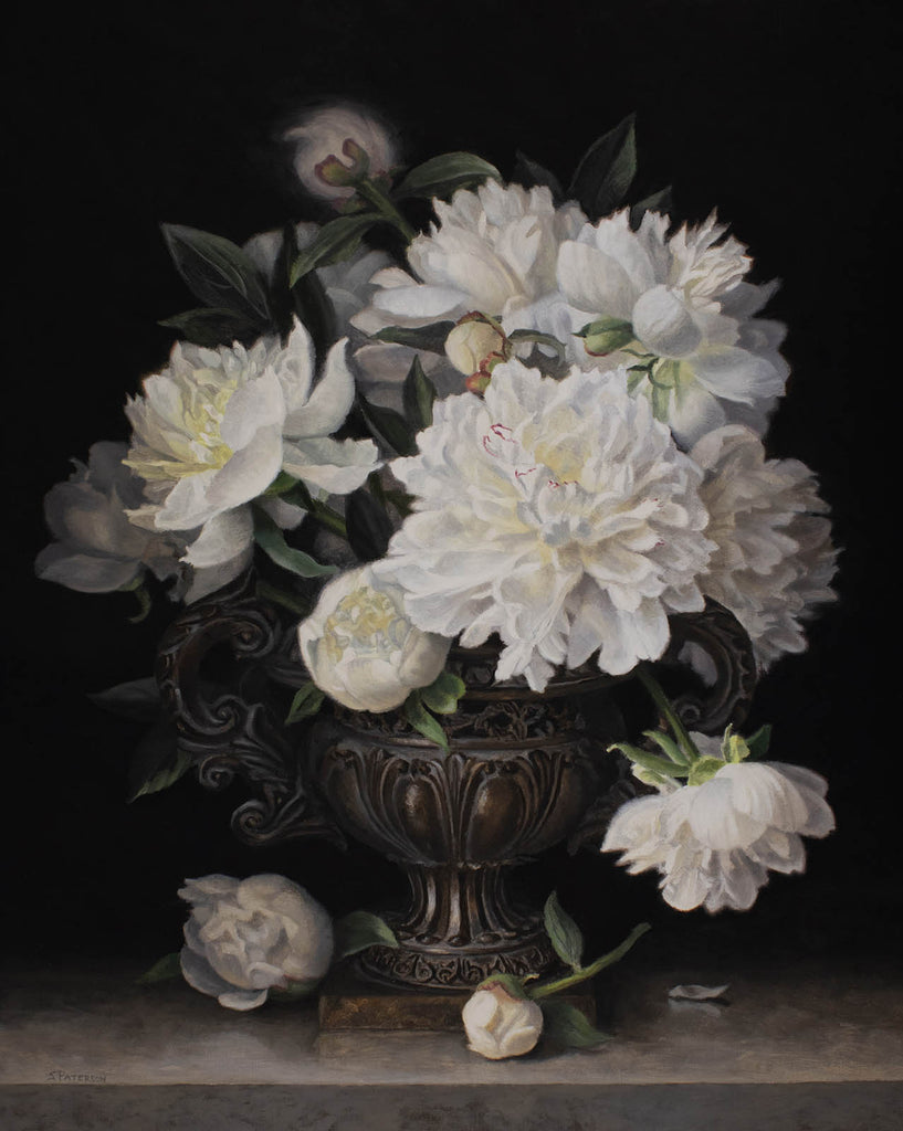 Susan Paterson artwork 'White Peonies in Antique Urn' at Gallery78 Fredericton, New Brunswick