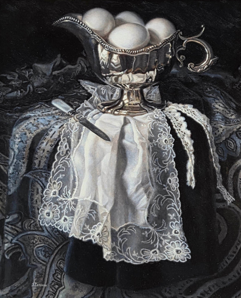 Susan Paterson artwork 'Eggs and Doily' at Gallery78 Fredericton, New Brunswick