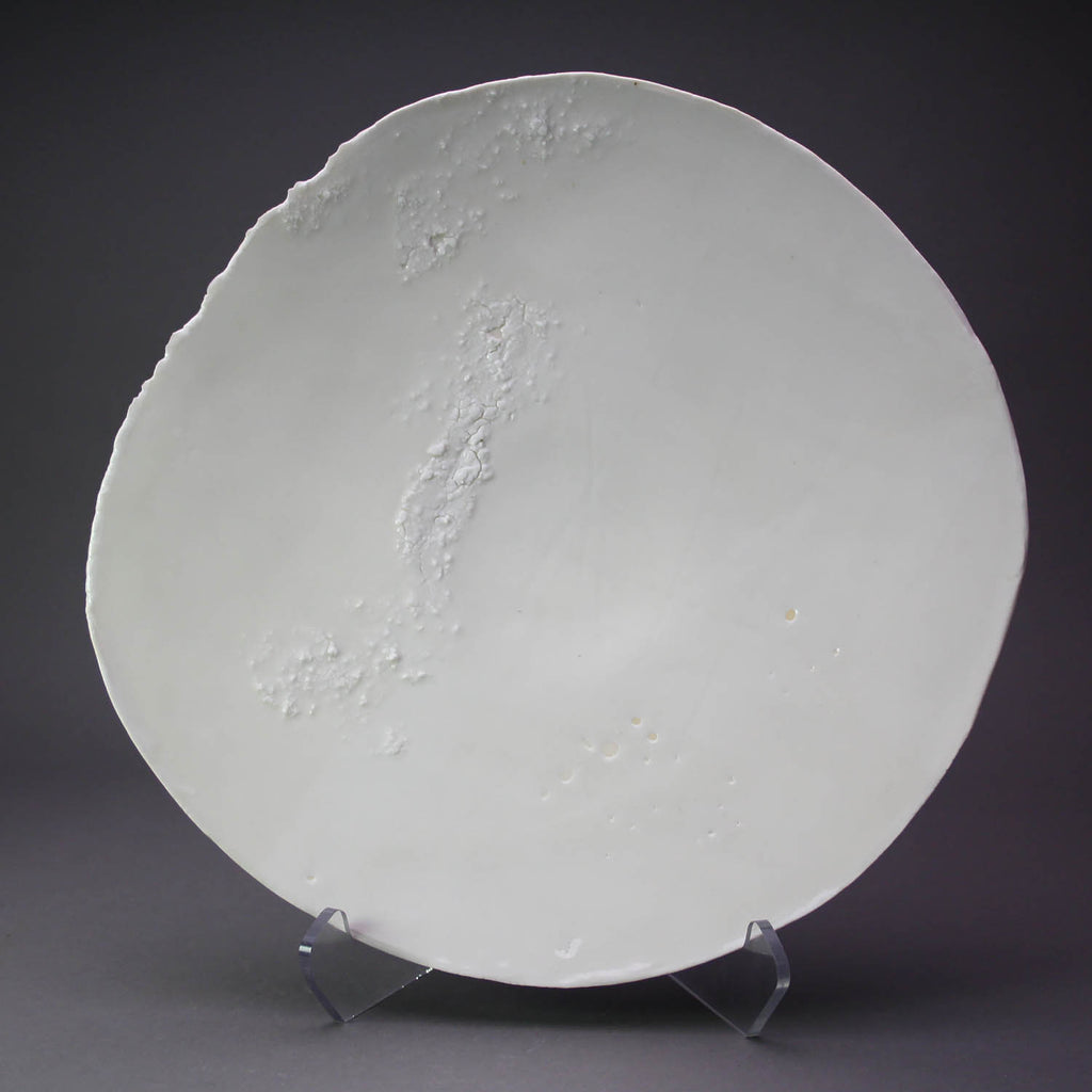 Heather Waugh Pitts artwork 'White Porcelain Pedestal Platter with Crackle' at Gallery78 Fredericton, New Brunswick