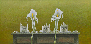 William Forrestall artwork 'Two Lilies and Broken Bottles' at Gallery78 Fredericton, New Brunswick
