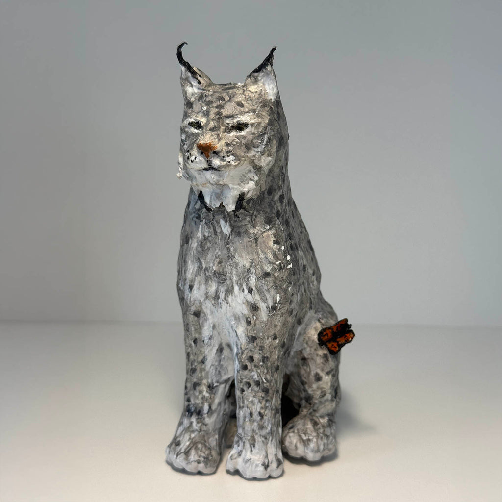 France Pillière artwork 'Animal de compagnie - sitting lynx' at Gallery78 Fredericton, New Brunswick