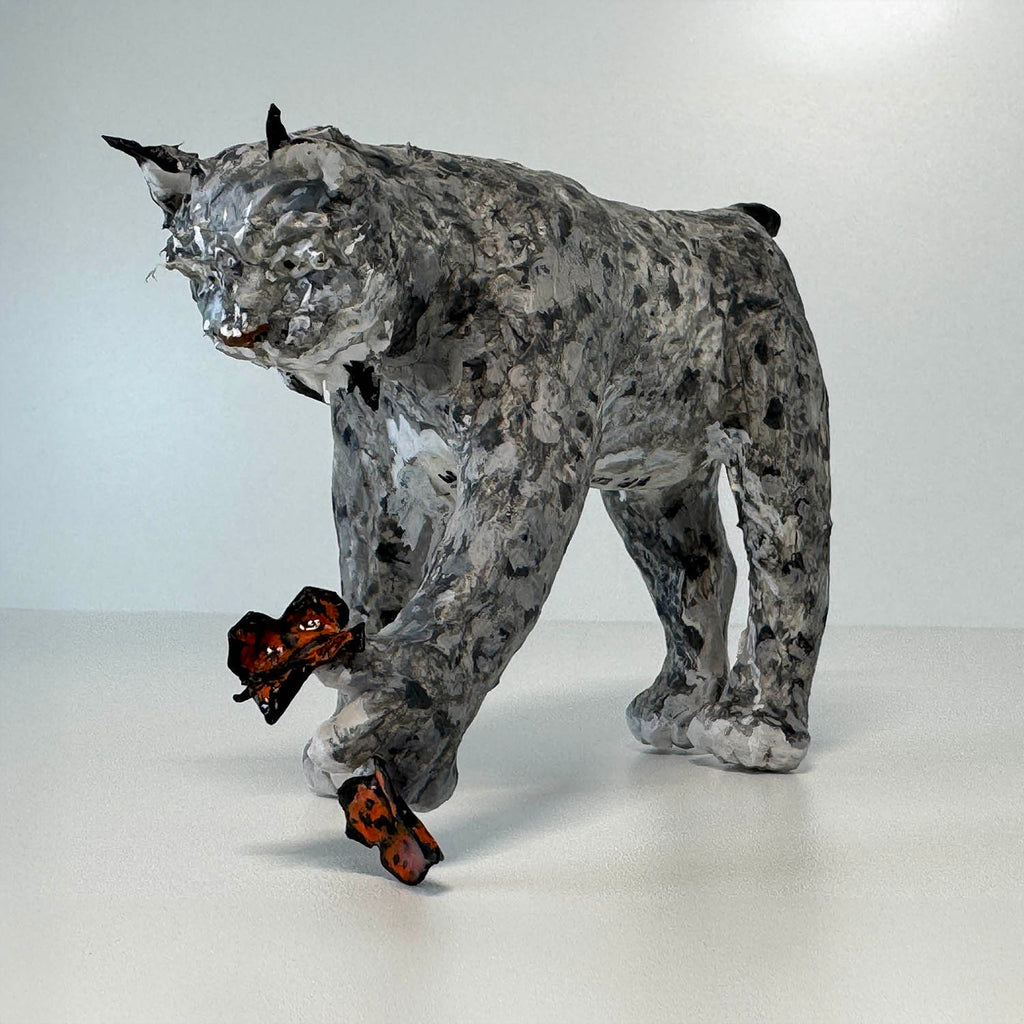 France Pillière artwork 'Animal de compagnie - 2 butterflies lynx' at Gallery78 Fredericton, New Brunswick