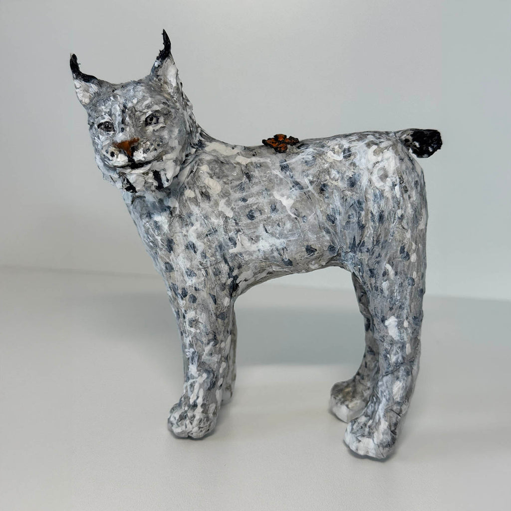 France Pillière artwork 'Animal de compagnie - turning head lynx' at Gallery78 Fredericton, New Brunswick