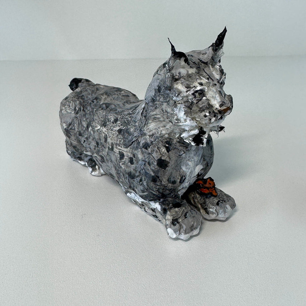 France Pillière artwork 'Animal de compagnie - laying lynx' at Gallery78 Fredericton, New Brunswick