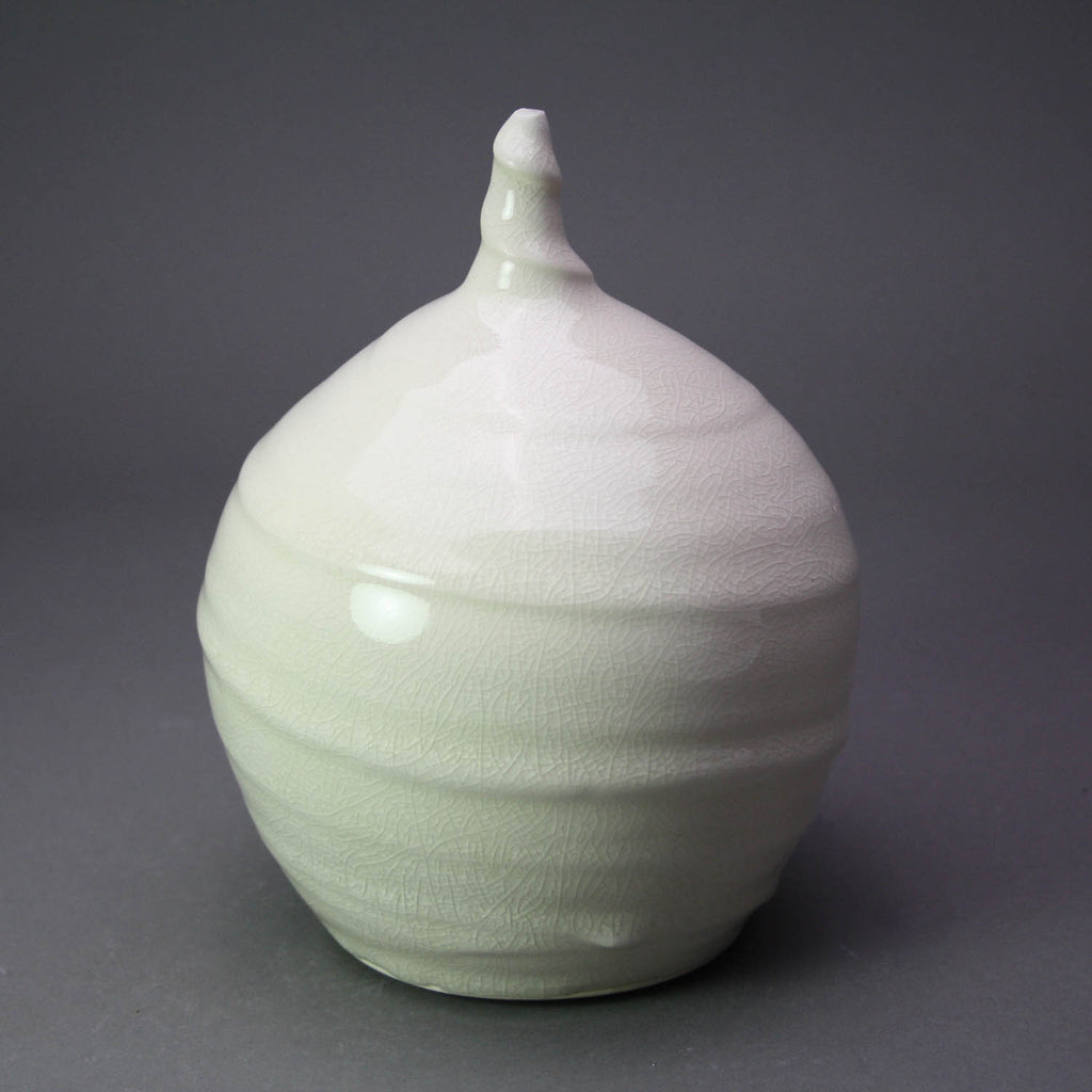 Karen Burk artwork 'Funerary Urn - Small White Pod 2' at Gallery78 Fredericton, New Brunswick