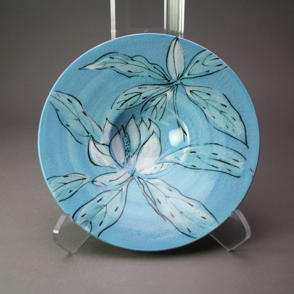Karen Burk artwork 'Small Bowl - Blue with Magnolia' at Gallery78 Fredericton, New Brunswick