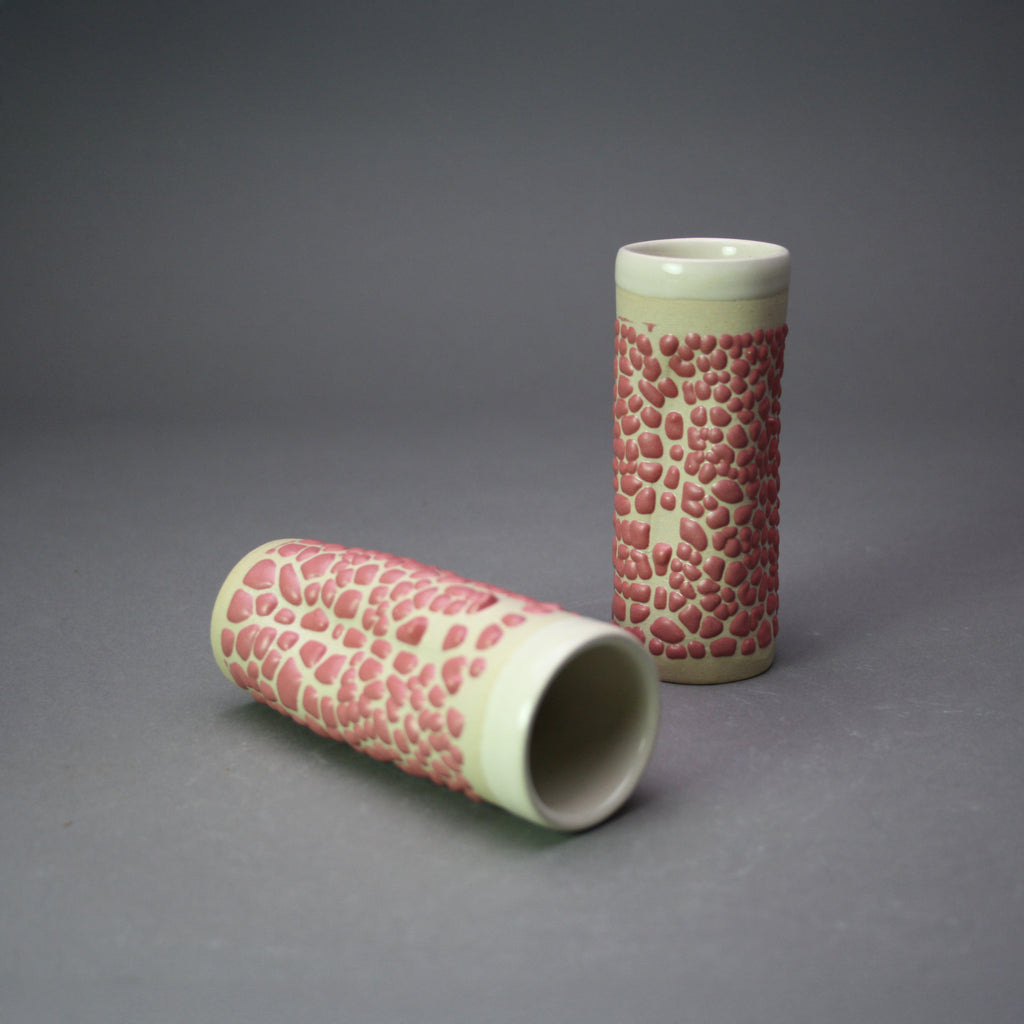 Matthew Cripps artwork 'Bud Vase: Pink Crawl, White Clay' at Gallery78 Fredericton, New Brunswick