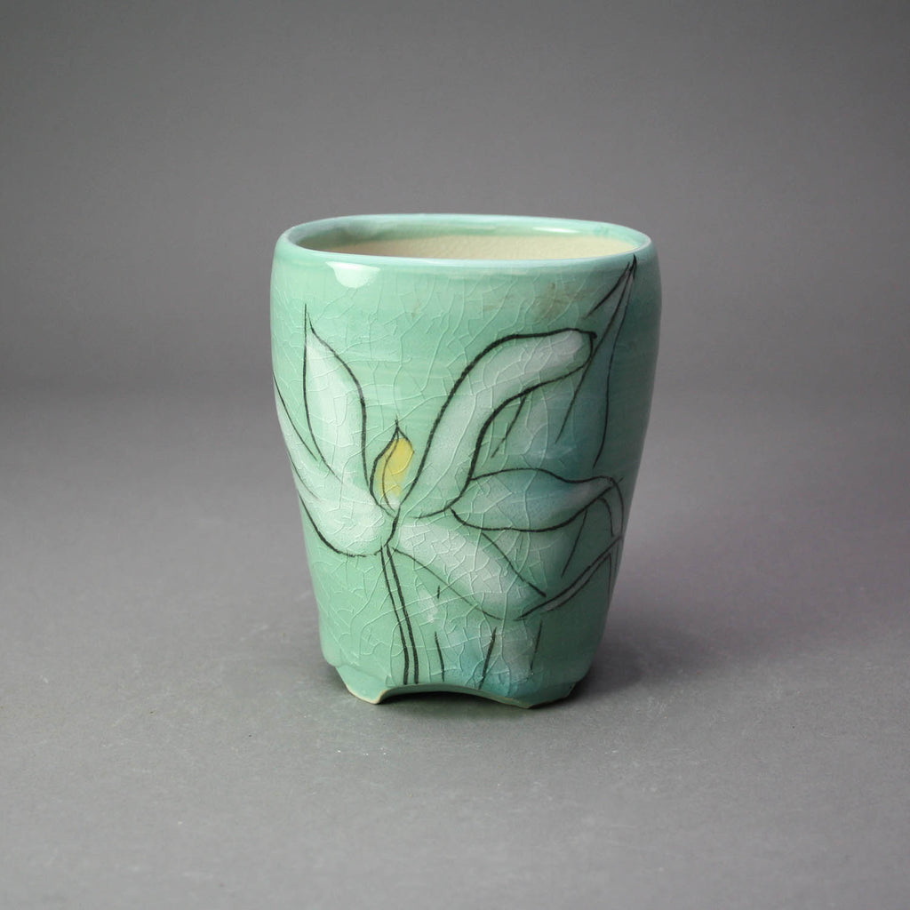 Karen Burk artwork 'Wine Cup - Green with Orchid' at Gallery78 Fredericton, New Brunswick