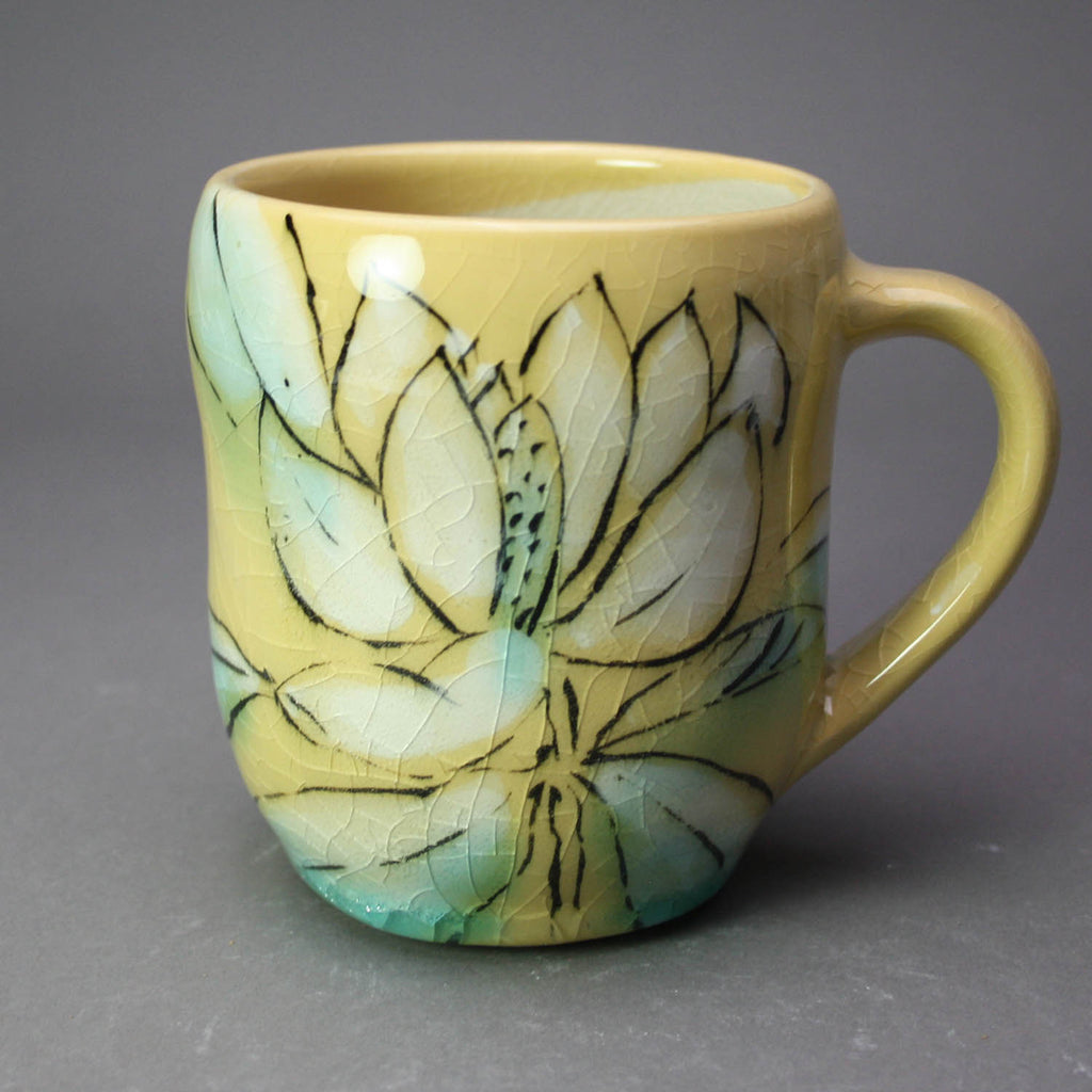 Karen Burk artwork 'Mug - Yellow with Magnolia' at Gallery78 Fredericton, New Brunswick