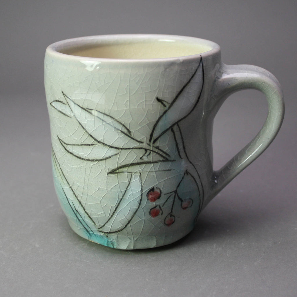 Karen Burk artwork 'Mug - Grey with Orchid' at Gallery78 Fredericton, New Brunswick