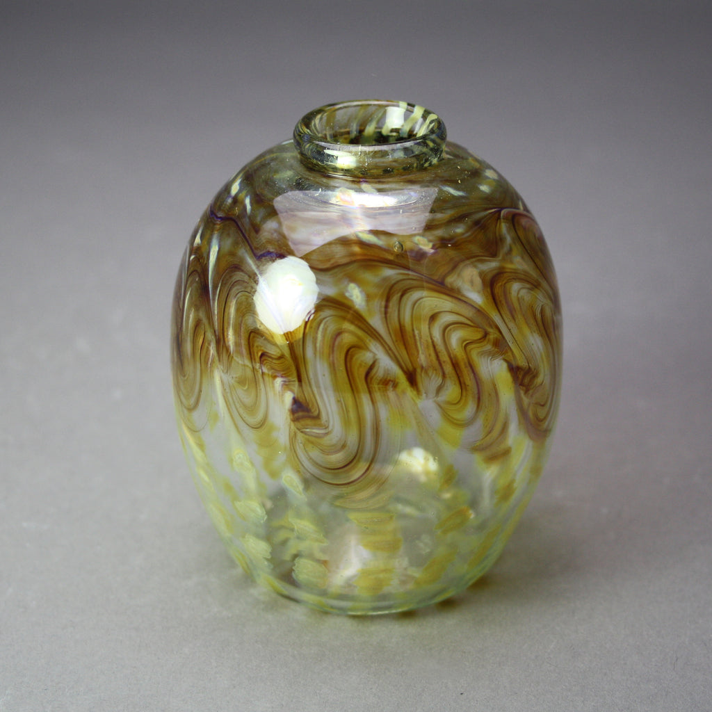 Martin Demaine artwork 'Small Bulbous Vase With Yellow Swirls' at Gallery78 Fredericton, New Brunswick