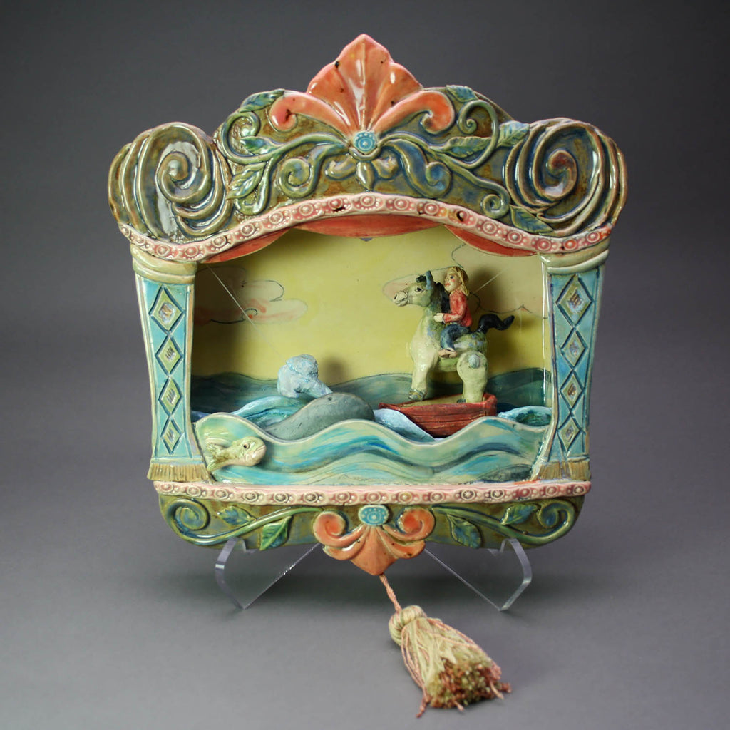 Teresa Bergen artwork 'Pony and Boat Wall Hanging Theater' at Gallery78 Fredericton, New Brunswick