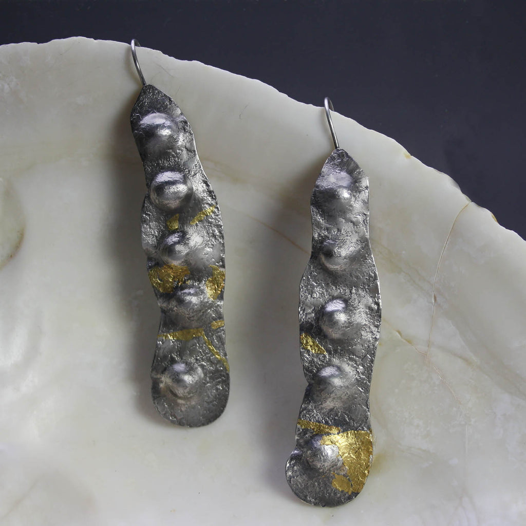Clare Bridge artwork 'Acacia Pod Earrings' at Gallery78 Fredericton, New Brunswick