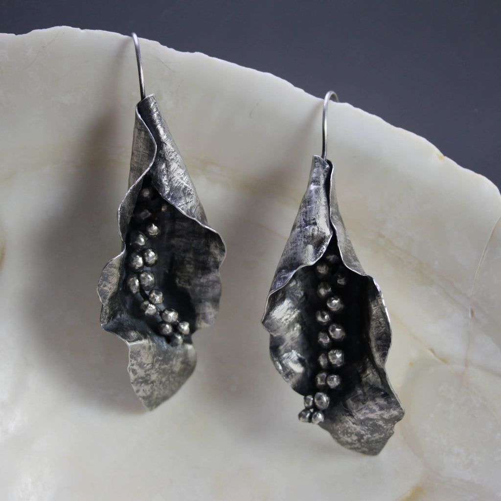 Clare Bridge artwork 'Leaves and Cinnamon Fern Earrings' at Gallery78 Fredericton, New Brunswick