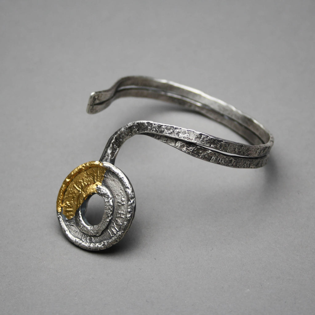 Clare Bridge artwork 'Snap Ring and Washer Cuff' at Gallery78 Fredericton, New Brunswick