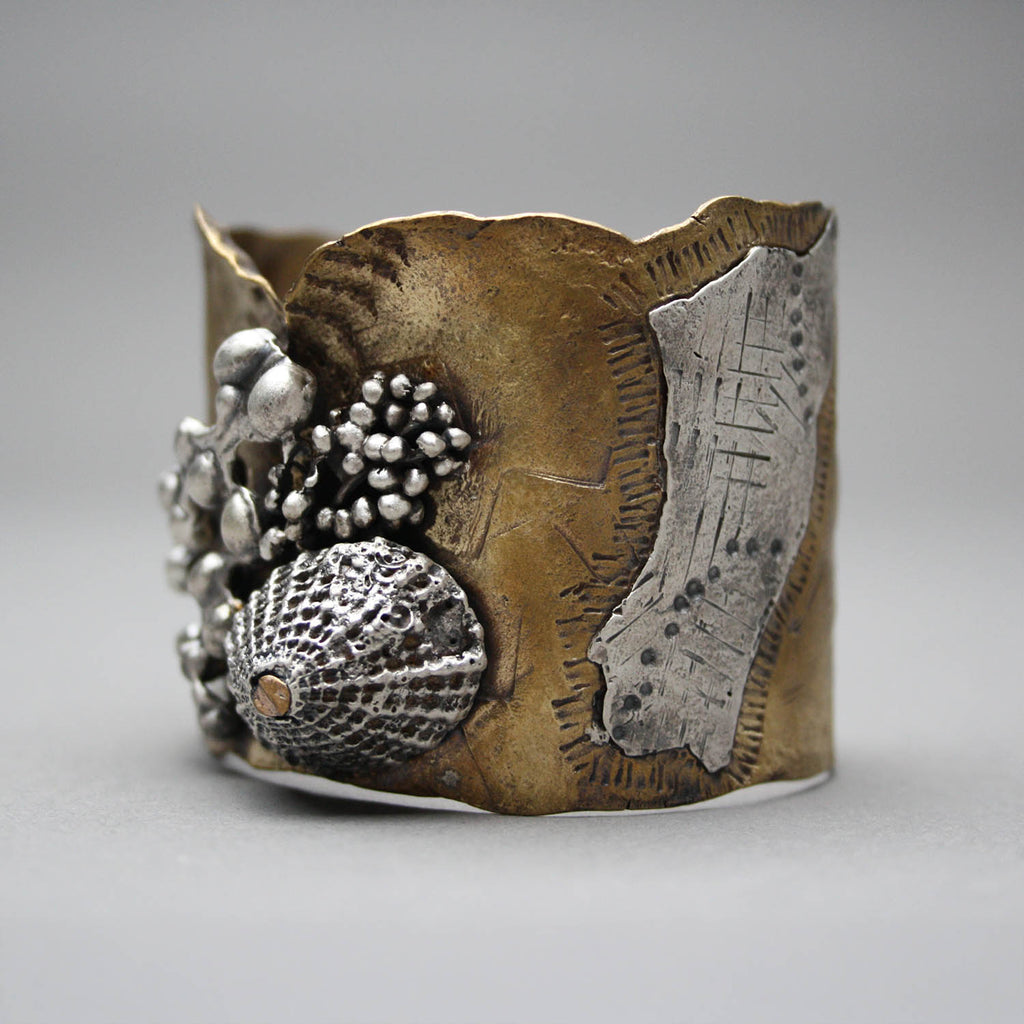 Clare Bridge artwork 'Seaweed andn Limpet Cuff' at Gallery78 Fredericton, New Brunswick