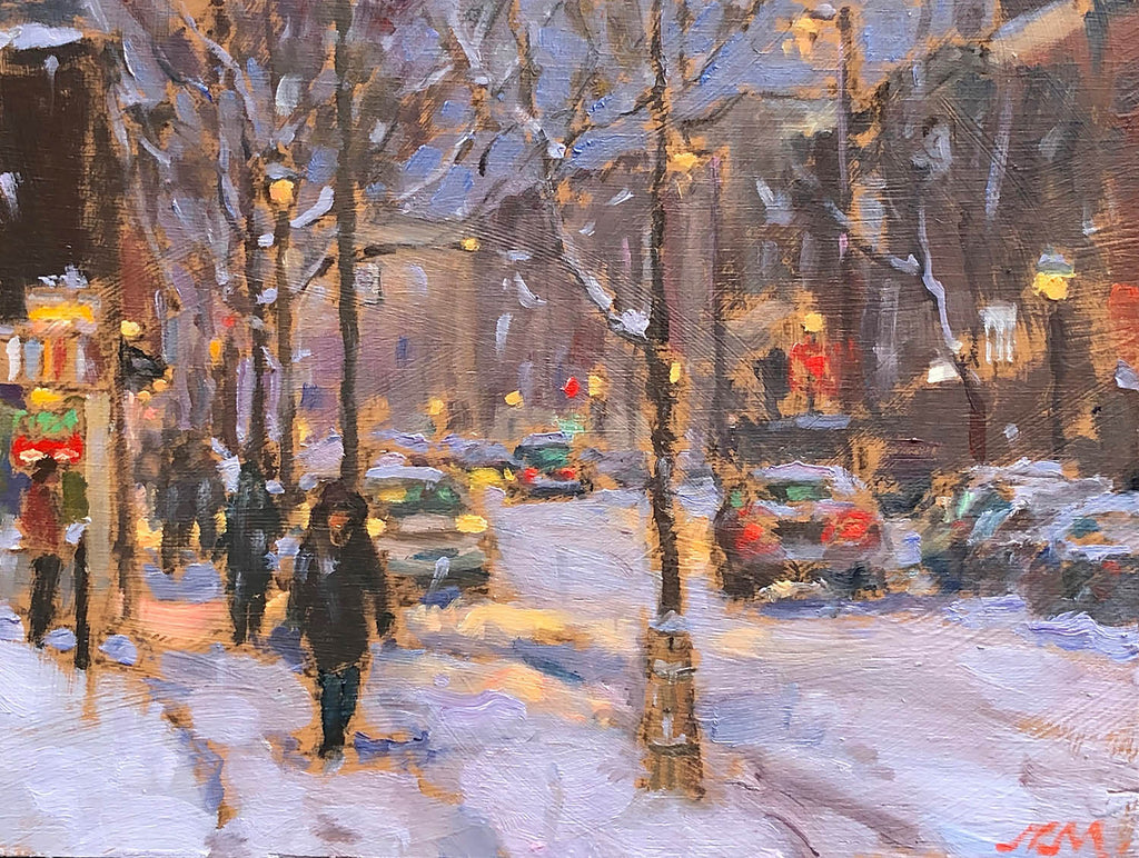 Richard Montpetit artwork 'Rue Mont Royal sous la neige' at Gallery78 Fredericton, New Brunswick