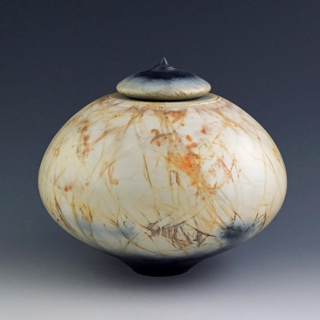 Judy Blake artwork 'Saggar-Fired Lidded Vessel, Light' at Gallery78 Fredericton, New Brunswick