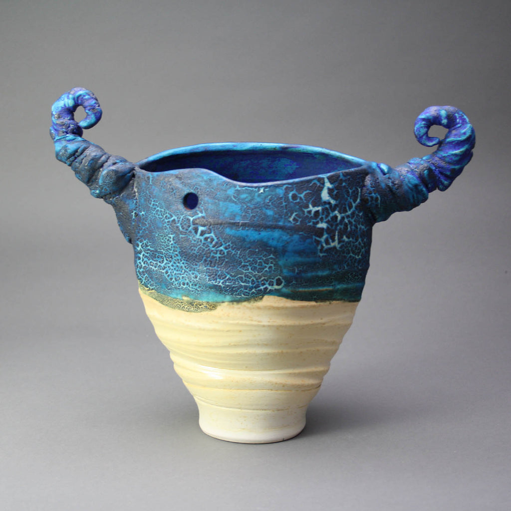 Peter Powning artwork 'Blue Bead Muscle Pot' at Gallery78 Fredericton, New Brunswick