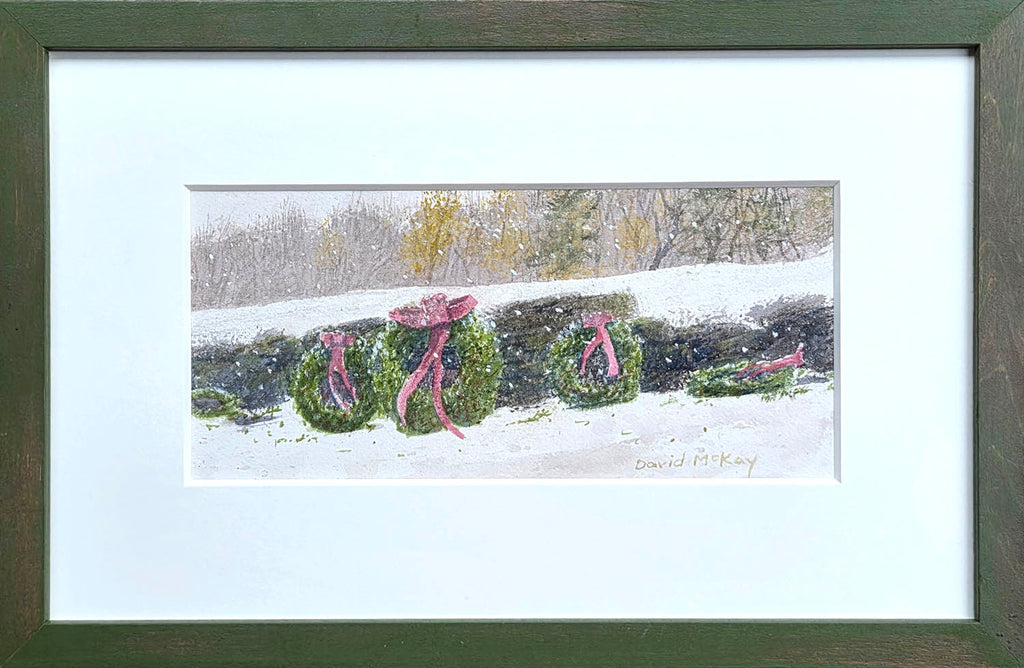 David McKay artwork 'Christmas Wreaths for Sale' at Gallery78 Fredericton, New Brunswick