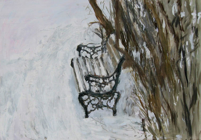 Stephen May artwork 'Bench in Winter' at Gallery78 Fredericton, New Brunswick