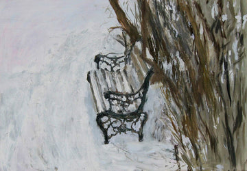 Stephen May artwork 'Bench in Winter' at Gallery78 Fredericton, New Brunswick