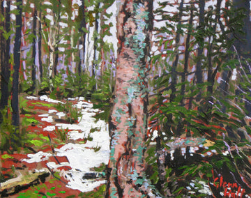 Glenn Hall artwork 'Birch and Trail' at Gallery78 Fredericton, New Brunswick