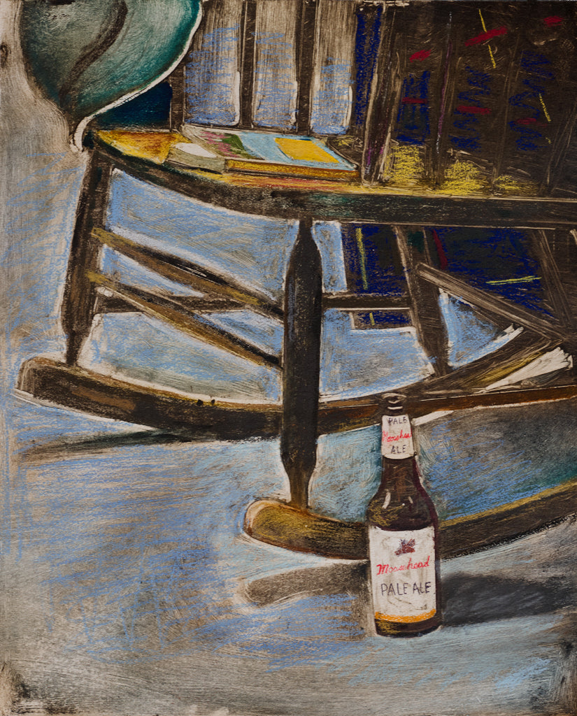 Francis Wishart artwork 'Beer Bottle and Rocking Chair' at Gallery78 Fredericton, New Brunswick