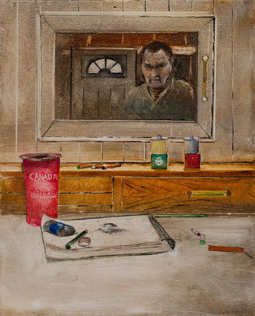 Francis Wishart artwork 'Self Portrait and Drawing Book' at Gallery78 Fredericton, New Brunswick