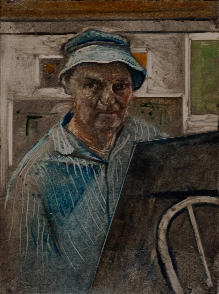 Francis Wishart artwork 'Self Portrait in Blue Shirt' at Gallery78 Fredericton, New Brunswick