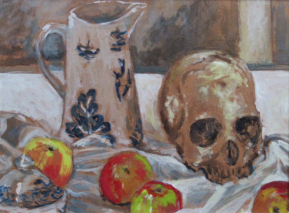 Glenn Hall artwork 'Still Life With Skull and Apples' at Gallery78 Fredericton, New Brunswick