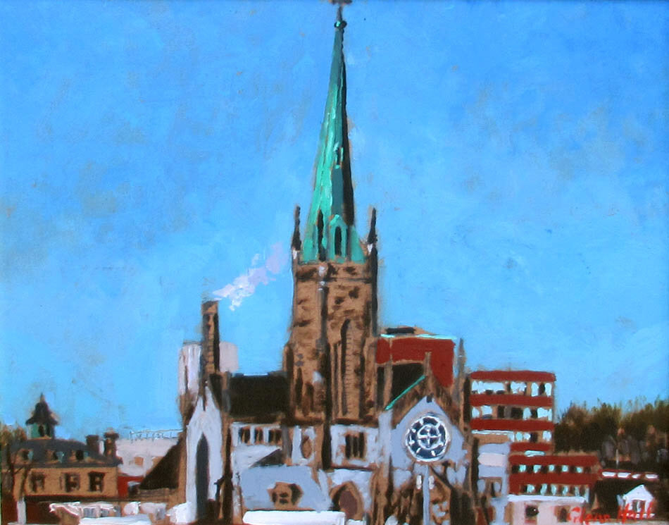 Glenn Hall artwork 'Cathedral Waterloo St., Saint John' at Gallery78 Fredericton, New Brunswick