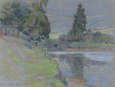 Joseph Plaskett, OC artwork 'Locks at Decize (Loire, France)' at Gallery78 Fredericton, New Brunswick