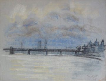 Joseph Plaskett, OC artwork 'Charing Cross Bridge & Westminster' at Gallery78 Fredericton, New Brunswick