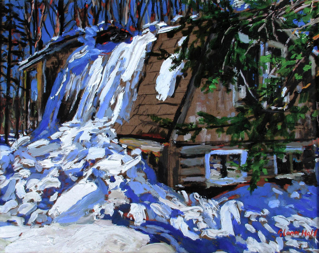 Glenn Hall artwork 'Jon MacDonald's Cabin Winter' at Gallery78 Fredericton, New Brunswick