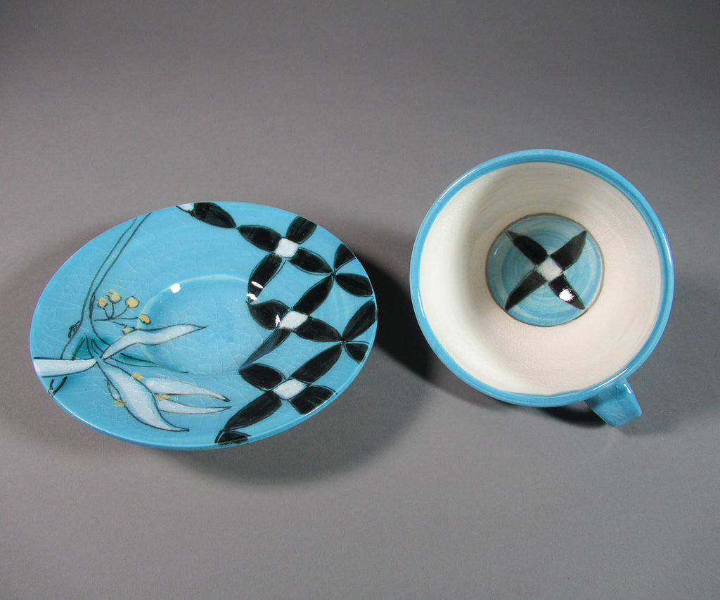 Karen Burk artwork 'Latte Cup and Saucer Set - Magnolia' at Gallery78 Fredericton, New Brunswick