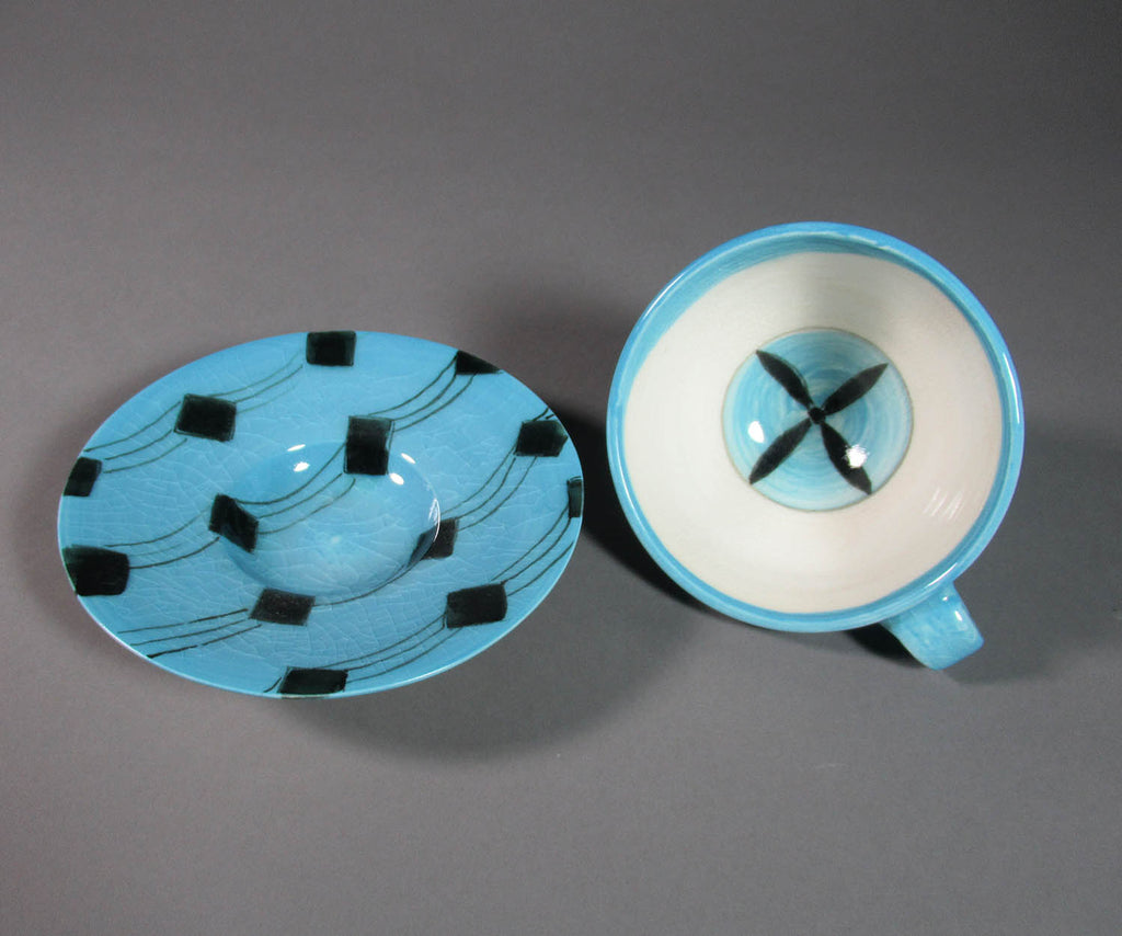 Karen Burk artwork 'Latte Cup and Saucer Set - Trellis' at Gallery78 Fredericton, New Brunswick