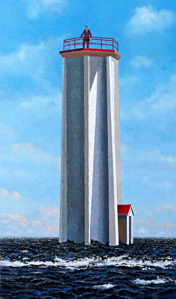 Steven Rhude artwork 'Man Atop a Lighthouse' at Gallery78 Fredericton, New Brunswick