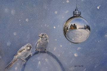 Ken Tolmie artwork 'Two Birds and Christmas Ball' at Gallery78 Fredericton, New Brunswick